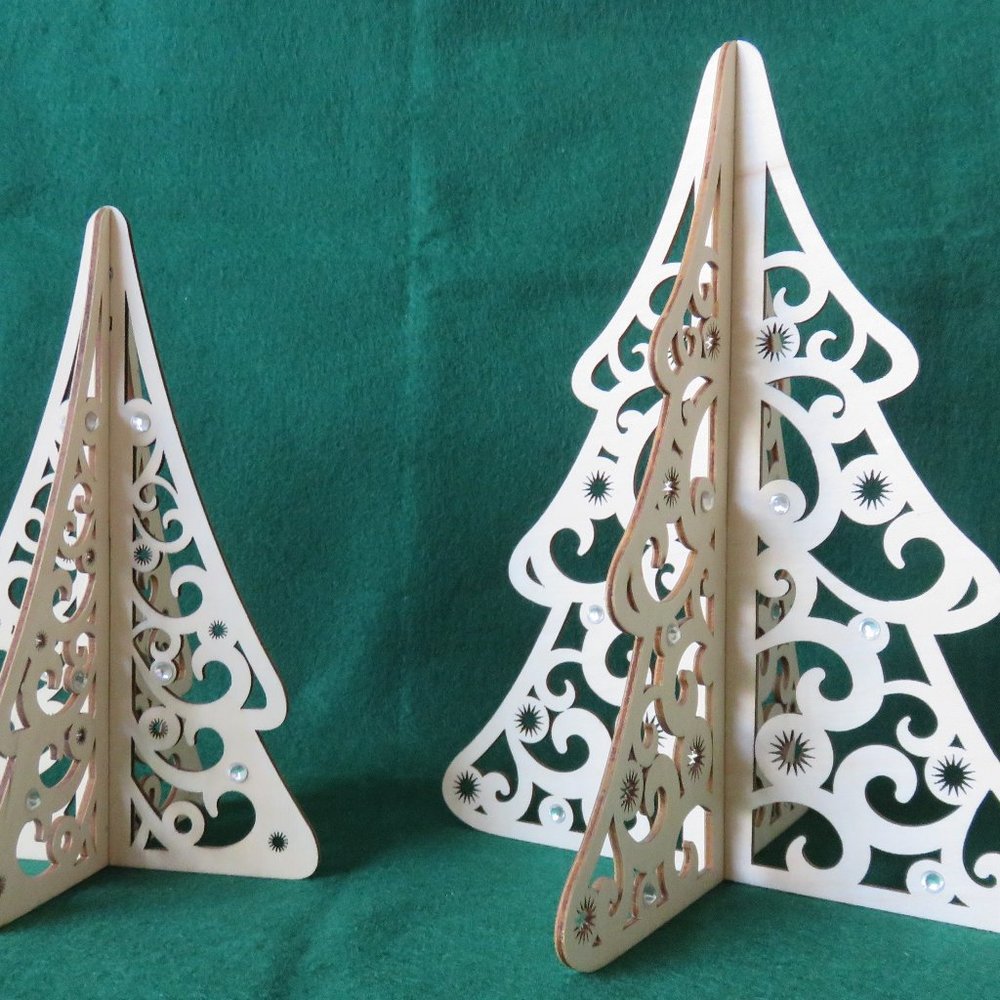 Hallmark Wooden Laser Engraved Christmas Trees With Crystals